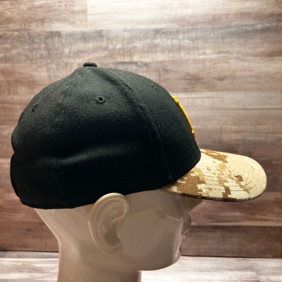 New Era 39THIRTY Pittsburgh Pirates Black Camo Brim Snapback Hat Small-Medium - Picture 4 of 13